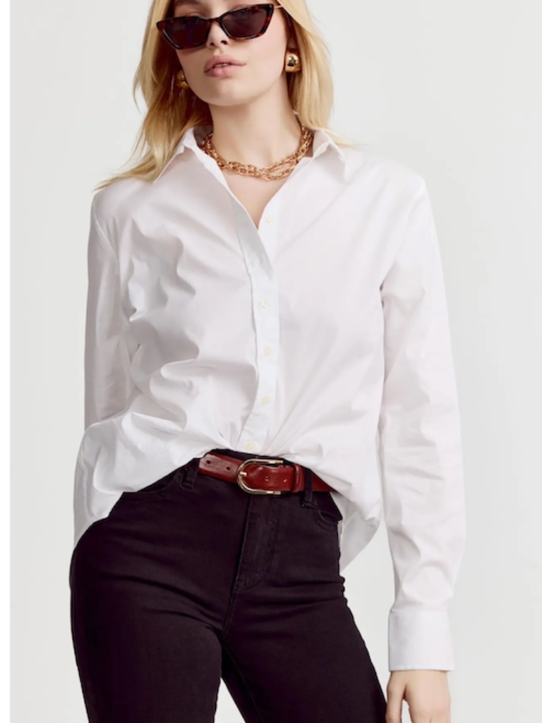 White Classic Button-Down Shirt The Shirt By Rochelle Behrens Size Medium
